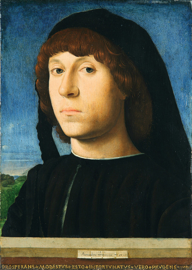 Antonello da Messina, Portrait of a Young Man, 1478. Oil on walnut, 20.4 x 14.5 cm. Staatliche Museum, Gemäldegalerie, Berlin. © 2018. Photo: Scala, Firenze/bpk. Bildagentur fuer Kunst, Kultur und Geschichte, Berlin.
