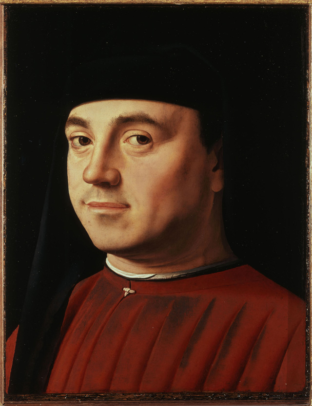 Antonello da Messina, Portrait of a Man (Michele Vianello?), c. 1475. Tempera and oil on board, 31 x 25.2 cm. Galleria Borghese, Rome. © 2018. Photo: Scala, Firenze.