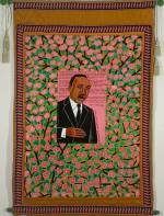 Faith Ringgold, Coming to Jones Road Tanka #3 Martin Luther King, 2010. Acrylic on canvas with pieced fabric border, 65 x 43 in. Photo courtesy the artist and ACA Galleries, New York.