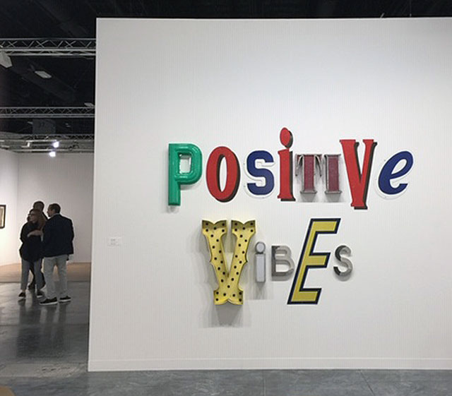 Jack Pierson. Positive Vibes, 2018. Plastic and metal, 178.4 x 251.5 x 12.7 cm (70 1/4 x 99 x 5 in). Photo: Jill Spalding.