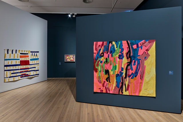 Etel Adnan. Tapestries, installation view. Photo: Rolf Siegenthaler.