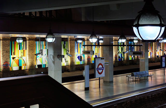 Sarah Morris. Big Ben [2012], for Art on the Underground, Gloucester Road station, London, 11 June 2012 – 1 September 2013. Photograph: Thierry Bal.