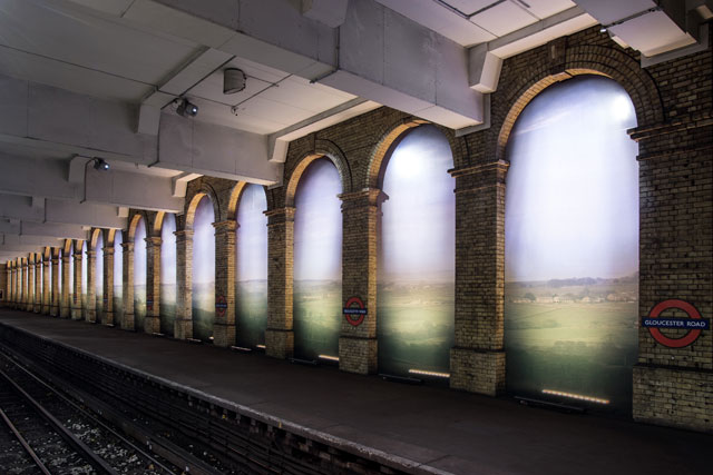 Trevor Paglen. An English Landscape (American Surveillance Base near Harrogate, Yorkshire), for Art on the Underground, Gloucester Road station, London, 15 June 2014 – 13 July 2016. Photograph: Thierry Bal.