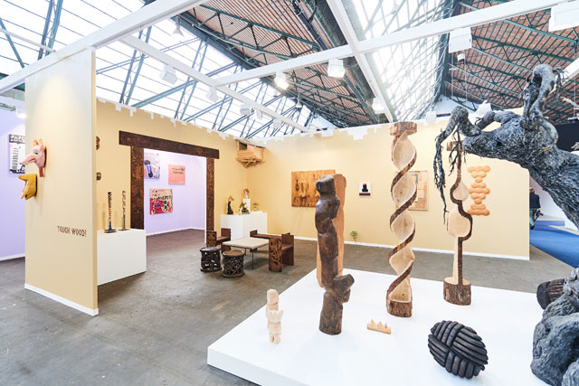 Touch Wood!, the timber-themed booth of Sorry We’re Closed, Art Brussels 2018. Photograph: David Plas.