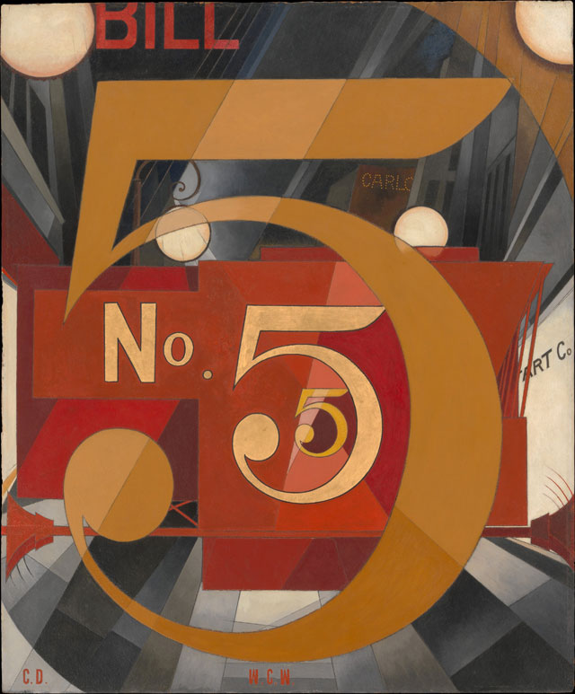 Charles Demuth. I Saw the Figure 5 in Gold, 1928. Oil, graphite, ink and gold leaf on paperboard, 90.2 x 76.2 cm. © Metropolitan Museum of Art, New York.