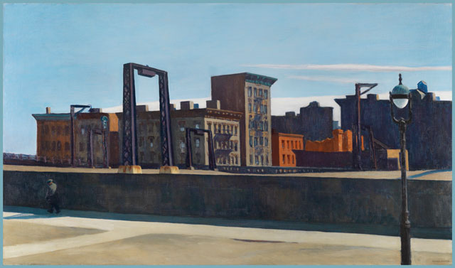 Edward Hopper. Manhattan Bridge Loop, 1928. Oil on canvas, 88.9 x 152.4 cm. Addison Gallery of American Art, Phillips Academy, Andover MA. © Heirs of Josephine N. Hopper, licensed by the Whitney Museum of American Art.