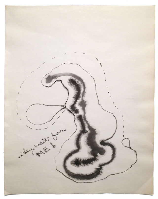 Ida Applebroog. Mercy Hospital, 1969. Ink and watercolour on paper, 61 x 48.3 cm (24 x 19 in). © Ida Applebroog. Courtesy the artist and Hauser & Wirth. Photograph: Emily Poole.