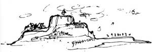 Alvar Aalto. Topographical reference for Viipuri Library: Aalto’s sketch of a fantastic mountain which was the inspiration for the stepped section of the Viipuri Library reading room.