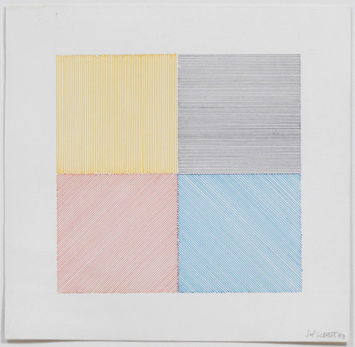 Sol LeWitt. 4 Colour Drawing, 1971. Pen and ink on Bristol board, 32.5 x 32.5 cm (12 3/4 x 12 3/4 in). © Estate of Sol LeWitt. Courtesy Lisson Gallery, London. Photograph: Ken Adlard.