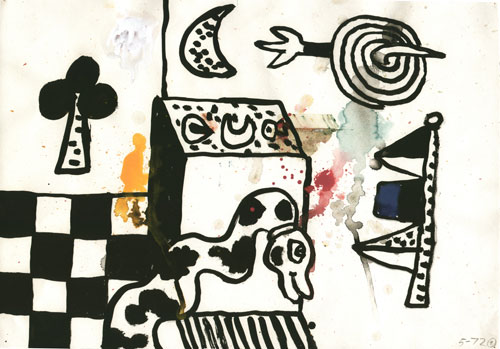 Alan Davie. Untitled drawing Opus 5-72-2, 1972. Gouache on paper, 33 x 24.5 cm. © Alan Davie, courtesy Gimpel Fils.
