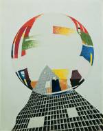 László Moholy-Nagy. <em>Nuclear I,</em> <em>CH</em> 1945. Oil on canvas, 96.5 x 76.6 cm. The Art Institute of Chicago, Gift of Mr and Mrs Leigh B. Block 1947. Copyright holder credit: © 2006 Hattula Moholy-Nagy/DACS. Photography © The Art Institute of Chicago.