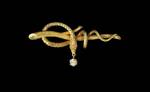   Designer unknown, USA. <em>Serpent</em> c. 1860. 18kt yellow gold, diamond. 2.4 x 1.1 inches.  Photo: John Bigelow Taylor.