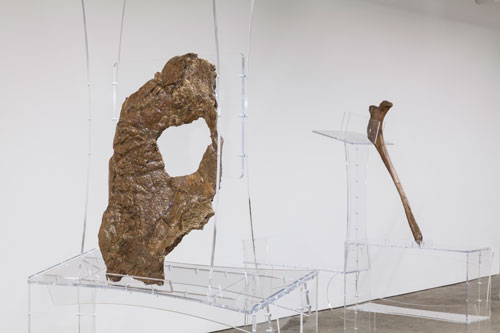 Allora & Calzadilla. Intervals (installation view 4), 2014. Re-configured acrylic lecterns and dinosaur bones. Dimensions variable. Courtesy of the artists. In collaboration with The Fabric Workshop and Museum, Philadelphia. Photograph: Carlos Avendaño.