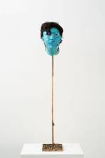 David Altmejd. Regret, 2015. Polyurethane foam, epoxy gel, glass eyes, acrylic paint, synthetic hair, bronze, 108 x 19 x 28 cm (42 1/2 x 7 1/2 x 11 1/8 in).