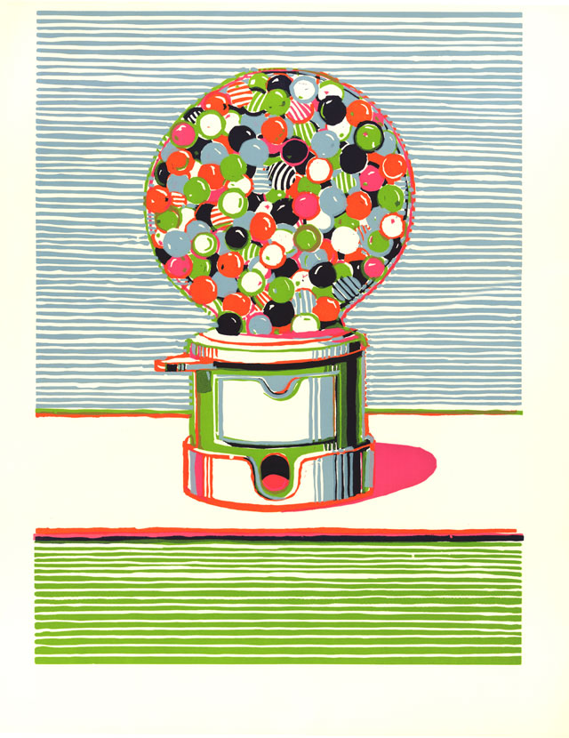 Wayne Thiebaud. Gumball Machine, 1970. Colour linocut. © Wayne Thiebaud/DACS, London/VAGA, New York 2016.