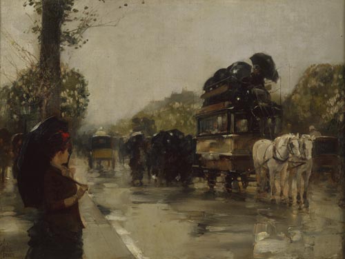 Frederick Childe Hassam (1859-1935). <em>April Showers, Champs Elysées, Paris</em>, 1888. Joslyn Art Museum, Omaha, Nebraska, Museum Purchase, 1946 (JAM1946.30) inv. JAM1946.30 © Joslyn Art Museum, Omaha, Nebraska.