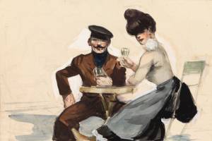 Edward Hopper. Couple Drinking, 1906-7. Watercolour, 34.3 x 50.5 cm. New York, Whitney Museum of American Art,
Josephine N. Hopper Bequest. © Heirs of Josephine N. Hopper, licensed by the
Whitney Museum of American Art.