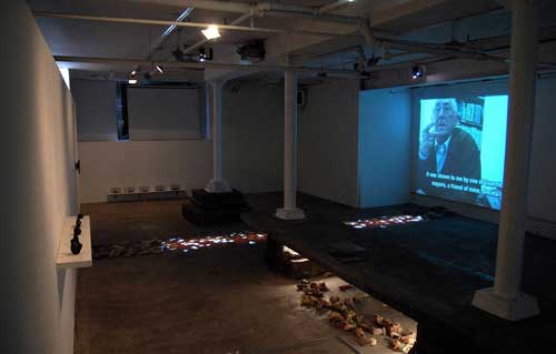 Anita Glesta. <em>GERNIKA/GUERNICA</em>, 2007. Multi Channel Installation at White Box, NY. Photo by Sacha Lecca.