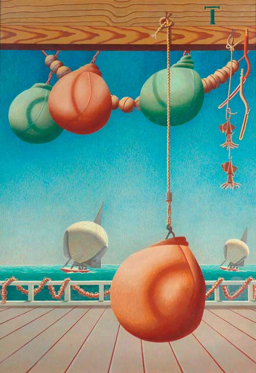 Edward Wadsworth. <em>Pendent (also known as 'Punch Balls'),</em> 1942. Tempera, 87.00 x 62.50 cm (framed 100.00 x 75.00 x 5.00 cm). Huddersfield Art Gallery © Estate of Edward Wadsworth.

All rights reserved, DACS 2010