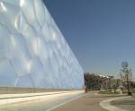 View of the Water Cube from the southeast towards the National Stadium.