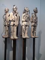 Varda Yatom. <em>Wedding Figures</em>, 2003. Ceramic and coated wire, 20 x 5¾ x 3¾ in. Babcock Galleries. Photograph: Miguel Benavides.