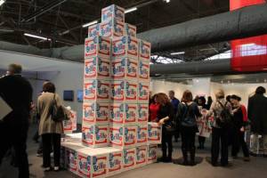 Brillo Boxes. The artist was commissioned to reproduce 1,000 boxes by The Andy Warhol Museum.  250 boxes were given away each day. Photograph: Rosa Lopez.