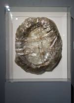 Christo. Wrapped Mirror, 1963. Partially gilded, wooden, Victorian frame and glass mirror, polyethylene, twine and rope. 28 1/2 x 24 1/2 in. Pavel Zoubok.