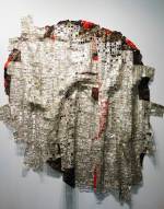 El Anatsui. Blood Of Sweat, 2015. Aluminium and copper wire, 330 x 280 cm. Vigo Gallery. Photograph: Miguel Benavides.