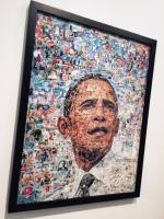 Vic Muniz. Obama, 2012. Photo collage. Ben Brown Fine Arts. Photograph: Jill Spalding.