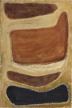 <p>Rover Thomas. <em>Two men dreaming</em>, c1985. Natural pigments on canvas board, 91 x 61 cm.