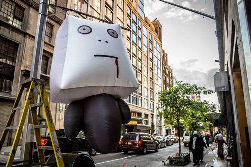 Outdoor balloon installation by EFA Studio Member Artist Eunjung Hwang. Photograph courtesy of the Elizabeth Foundation for the Arts.