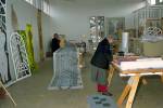 Kanchan and Helen at work in Helen's studio in Braidwood.