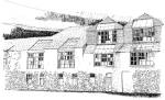 Long & Kentish. Drawing of Porthmeor Studios, St Ives.