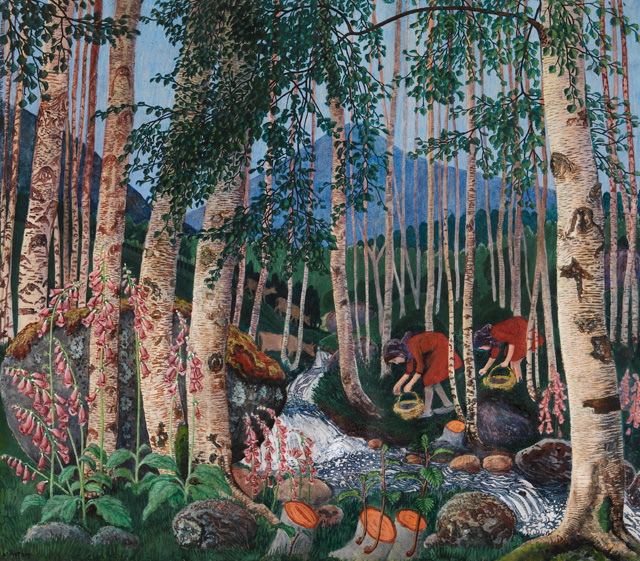 Nikolai Astrup. Foxgloves, 1927. Colour woodcut on paper, 70 x 78 cm. The Savings Bank Foundation DNB/The Astrup Collection/KODE Art Museums of Bergen. Photograph © Anders Bergersen.