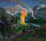 Nikolai Astrup. Midsummer Eve Bonfire, After c1917. Oil on canvas, 60 x 66 cm. The Savings Bank Foundation DNB/The Astrup Collection/KODE Art Museums of Bergen.