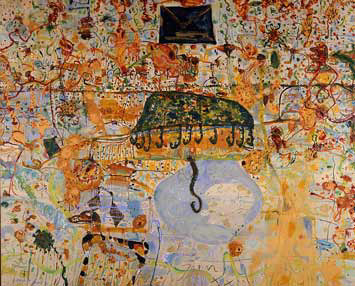 John Olsen. The Letter, Summer Holiday 1987. Oil on canvas 183 x 224cm.