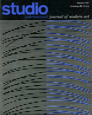 Studio International, February 1967, Volume 173 Number 886. Cover specially designed for this issue by the Venezuelan kinetic artist Jesus-Raphael Soto. Soto was awarded a prize at the XXXII Venice Biennale in 1964. A statement by him appears on page 60.