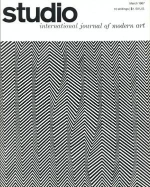 Studio International, March 1967, Volume 173 Number 887. Cover image: Bridget Riley. Descent, 1965-6. Emulsion on bord, 36 x 36 in.