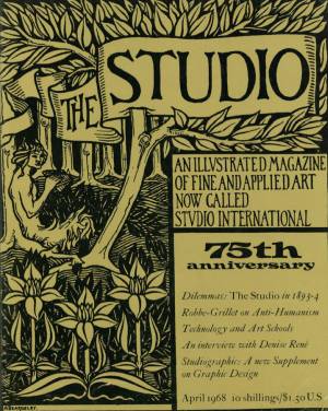 Studio International, April 1968, Volume 175 Number 899. Cover image: The cover by Aubrey Beardsley (1872-1898) was the original design for the first issue 
of The Studio. In the final version, the figure of the faun was expurgated and the signature omitted.