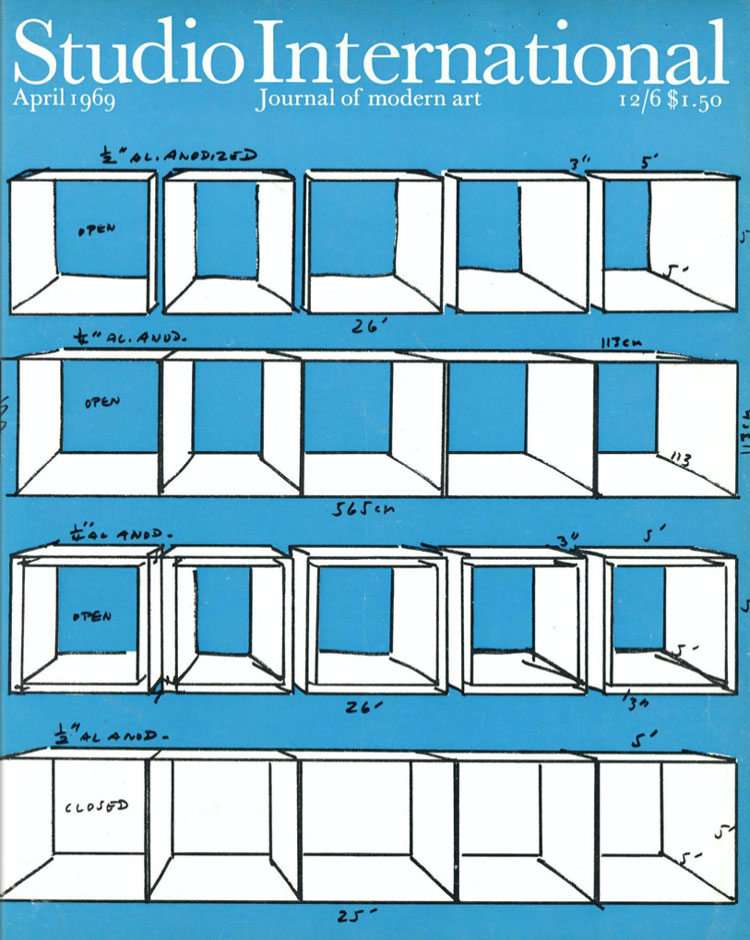 Studio International, April 1969, Volume 177 Number 910. Cover image specially designed by Don Judd. © Studio International Foundation.