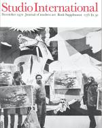 Studio International, 1970, November 1970, Volume 180 Number 927. Cover image. Members of the Art Workers' Coalition protesting in front of Picasso's Guernica in New York. Photo: Jan van Raay.