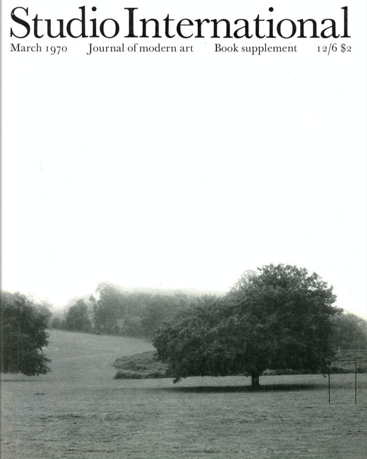 Studio International, March 1970, Volume 179 Number 920. Cover image: a sculpture near Bristol, 1967, by Richard Long.