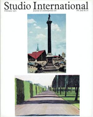 Studio International, 1971, February 1971, Volume 181 Number 930. Cover image: postcards by Richard Hamilton and David Hockney from the recent exhibition at the Angela Flowers Gallery, London.