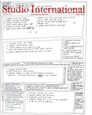 Studio International, 1972, March 1972, Volume 183 Number 942. Cover specially designed for this issue by Bernard Cohen. It is a programme for a painting of the kind that he has made for himself since 1966. His next show is at the Hayward, 6 April-14 May.