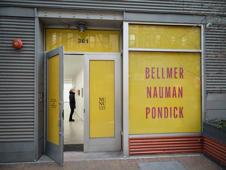 Installation view, Bellmer Nauman Pondick: Material Desire, a collaboration with Ubu Gallery, New York, Sonnabend, New York, and Nunu Fine Art, New York / Taipei. Photo: Martin Seck, courtesy Nunu Fine Art, New York / Taipei.
