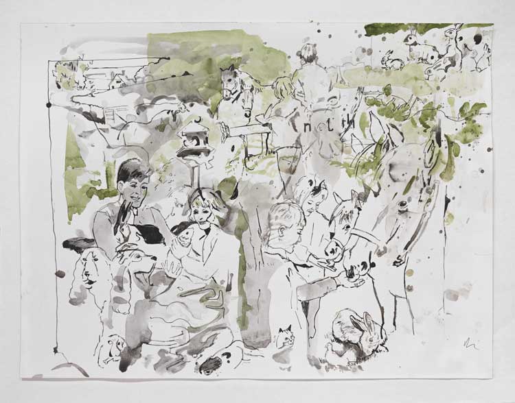 Cecily Brown, Untitled (from Ladybird), 2024. Gouache, watercolour and ink on paper, 45.72 x 60.96 cm (18 x 24 in). © Cecily Brown, 2026. Photo: Genevieve Hanson.
