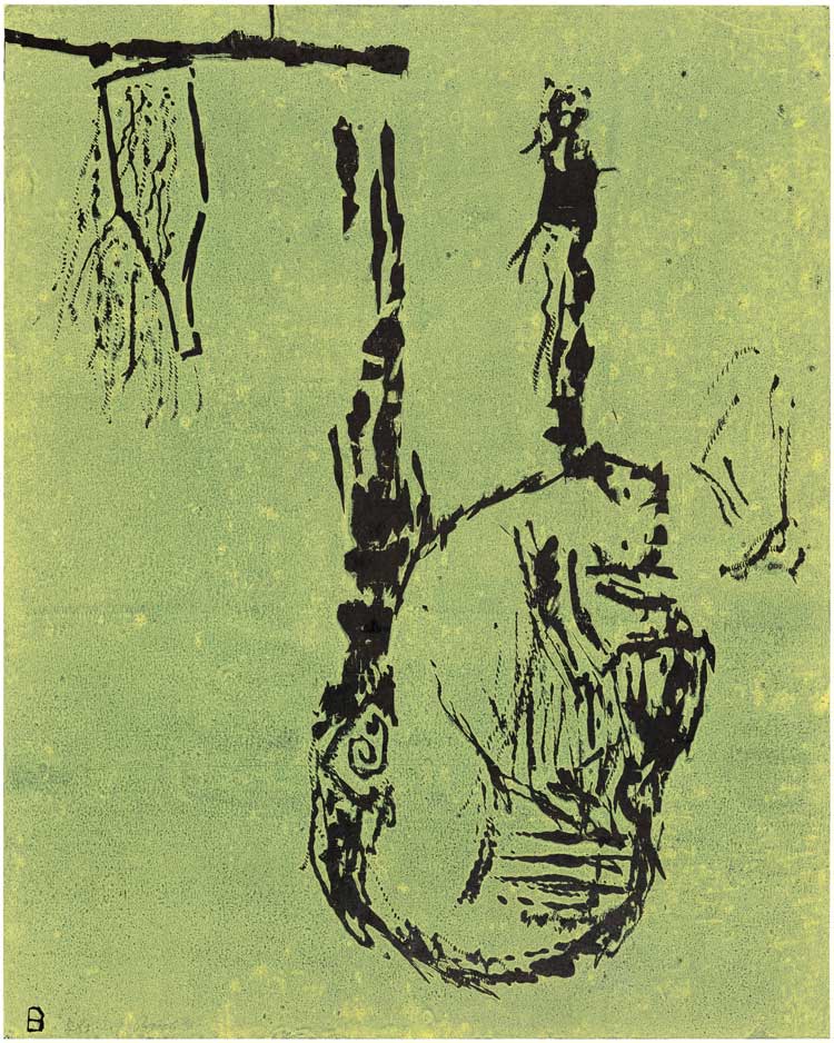Georg Baselitz, Kopf (Head), 1981. Linocut. © Georg Baselitz. Photo: Farbanalyse.