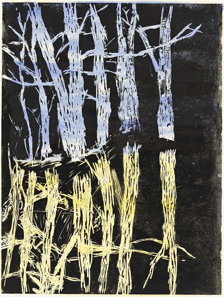 Georg Baselitz, Silence, 2005-6.
Linocut. © Georg Baselitz. Photo: Jochen Littkemann.