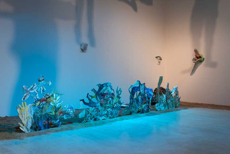 Anna Boghiguian The Sunken Boat: A glimpse into past histories, 2025. Installation view, Courtesy Turner Contemporary. Photo: Thierry Bal.