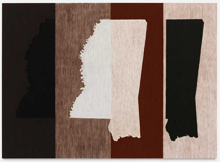 McArthur Binion, Haints, 2014. Paint stick and wax crayon on board, 116.8 x 162.6 x 6.8 cm (46 x 64 1/8 x 2 3/4 in). Courtesy the artist and Xavier Hufkens.